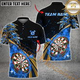 Maxcorners Darts Flame Premium Golden Line Multicolor Options Personalized Name, Team Name 3D Polo Shirt (4 Colors)