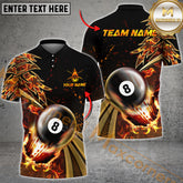 Maxcorners Billiard Flame Premium Golden Line Jersey Sport Multicolor Options Personalized Name, Team Name 3D Polo Shirt (4 Colors)