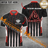 Maxcorners Billiard Ball 8 Line Premium Multicolor Options Personalized Name, Team Name 3D Polo Shirt (4 Colors)