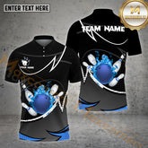 Maxcorners Bowling Ball Fire Premium Multicolor Options Personalized Name, Team Name 3D Shirt (4 Colors)