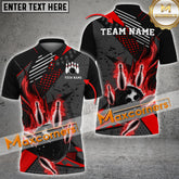 Maxcorners Bowling Ball And Pins Flame Bowling Premium Multicolor Option Customized Name, Team Name 3D Shirt (4 colors)