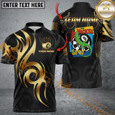 Maxcorners Billiards Shirt Golden 8 Ball Crown Tribal Pattern Multicolor Options Personalized Name, Team Name 3D Shirt KH