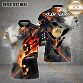 Maxcorner Bowling Warrior Skull Bowling Electronic Fire Pattern Multicolor Option Customized Name 3D Shirt (4 Colors)