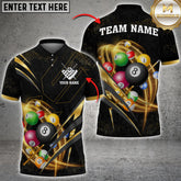 Maxcorners Billiard Light Premium Pattern Multicolor Options Personalized Name, Team Name 3D Polo Shirt (4 Colors)