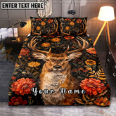Maxcorners Autumn Deer Flower Bedding Set 3D Print Custom Name