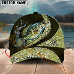 Maxcorners Crappie Fishing Skinfish Leather Pattern Multicolor Personalized Name 3D Cap