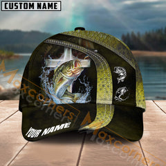 Maxcorners Largemouth Bass Fishing Skinfish Texure Pattern Multicolor Personalized Name 3D Cap