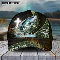 Maxcorners Crappie Fishing Cross Skinfish Flag Of United States Sport Pattern Personalized Name 3D Cap MT133