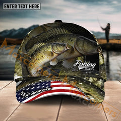 Maxcorners Crappie Fishing Fishing Make Me Happy Skinfish Flag Of US Sport Pattern Personalized Name 3D Cap MT133