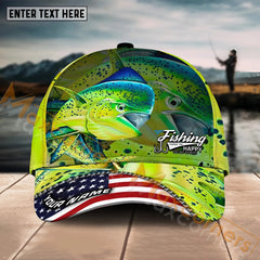 Maxcorners Mahi-Mahi Fishing Fishing Make Me Happy Skinfish Flag Of US Sport Pattern Personalized Name 3D Cap MT133