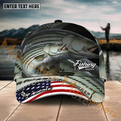 Maxcorners Striped Bass Fishing Fishing Make Me Happy Skinfish Flag Of US Sport Pattern Personalized Name 3D Cap MT133