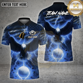 Maxcorners Golf Shirt Lightning Strike Eagle Golf Shirt, Customized Name & Team Name 3D Shirts (4 Colors)