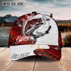Maxcorners Bass Fishing Red Dark Pattern Sport Pattern Personalized Name 3D Cap MT133