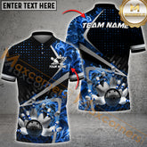 Maxcorner Bowling Ball & Pins Fire Patttern Multicolor Option Customized Name 3D Shirt (4 Colors)