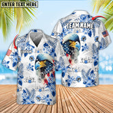 Maxcorners Bowling And Pins Eagle USA Flag Pattern Multicolor Options Customized Name Hawaiian Shirt (4 Colors)