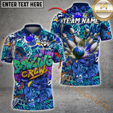Maxcorner Bowling Ball & Pins Graffiti Bowling Crew Multicolor Option Customized Name 3D Shirt (4 Colors)