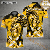 Maxcorners Bowling Ball & Pins The Lion Bowling Ball Pattern Personalized Name, Team Name 3D Polo Shirt (4 Colors)