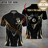 Maxcorners Billiard King Eight Ball Crown Design Multicolor Options Personalized Name, Team Name 3D Shirt (4 Colors)