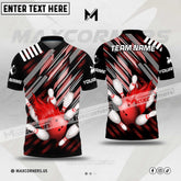 Maxcorners Bowling & Pins Jersey Pattern Multicolor Option Customized Name, Team Name 3D Polo Shirt (5 Colors) 02