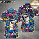 Maxcorners Darts Graffiti With Funny Shark Multicolor Options Personalized Name, Team Name 3D Polo Shirt (4 Colors)