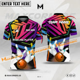 Maxcorners Bowling Ball And Pins Colorful Pattern Multicolor Option Customized Name, Team Name 3D Shirt (3 colors)