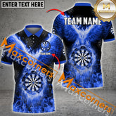 Maxcorners Darts For Team Design Phoenix Fire Pattern Option Customized Name 3D Shirt (4 Colors)