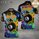 Maxcorners Billiard Ball 8 Drip And Drop Multicolor Options Personalized Name, Team Name 3D Polo Shirt (4 Colors)