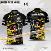 Maxcorners Bowling Ball And Pins Paint Pattern Multicolor Option Customized Name, Team Name 3D Shirt (4 colors)