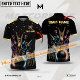 Maxcorners Bowling Ball And Pins Thunder Premium Multicolor Option Customized Name, Team Name 3D Shirt (4 colors)