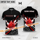 Maxcorners Bowling Ball And Pins Flame Multicolor Option Customized Name, Team Name 3D Shirt For Bowling Player(4 colors)