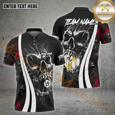 Maxcorners Billiard 8 Ball & 9 Ball Skull Hell Jersey Sport Multicolor Options Personalized Name, Team Name 3D Polo Shirt (4 Colors)