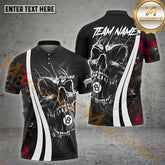 Maxcorners Billiard 8 Ball Skull Hell Jersey Sport Multicolor Options Personalized Name, Team Name 3D Polo Shirt (4 Colors)