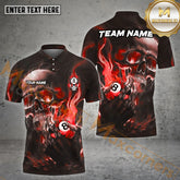 Maxcorners Billiard 8 Ball Blazing Skull Jersey Sport Multicolor Options Personalized Name, Team Name 3D Polo Shirt (4 Colors)