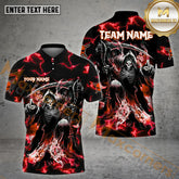 Maxcorners Billiard 8 Ball Thunder Fire Skull Jersey Sport Multicolor Options Personalized Name, Team Name 3D Polo Shirt (4 Colors)