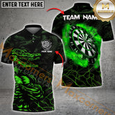 Maxcorners Darts For Team Design Crocodile Fire Pattern Option Customized Name 3D Shirt (4 Colors)