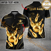 Maxcorner Bowling Ball & Pins King Crown Jersey Sport Multicolor Option Customized Name 3D Shirt (6 Colors)