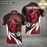 Maxcorners Billiard 8 Ball Skull Curve Flame Jersey Sport Multicolor Options Personalized Name, Team Name 3D Polo Shirt (4 Colors)
