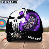 Maxcorners Darts Skull Dartboard Pattern Multicolor Option Personalized Name 3D Cap (4 Colors)
