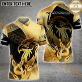 Maxcorners Bowling Golden Ball Crown Eagle Multicolor Options Personalized Name, Team Name 3D Shirt (4 Colors)