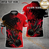 Maxcorners Bowling Flame Pattern Lion Multicolor Options Personalized Name, Team Name 3D Shirt (4 Colors)
