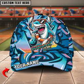 Maxcorners Funny Shark Bowling Ball Graffiti Pattern Multicolor Personalized Name 3D Cap (4 Color)