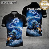 Maxcorners Billiard Dragon Multicolor Options Personalized Name, Team Name 3D Polo Shirt (4 Colors)