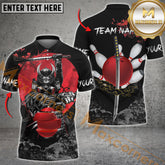 Maxcorner Bowling Ball & Pins Premium Samurai Multicolor Option Customized Name 3D Shirt (6 Colors)