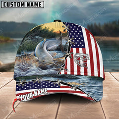 Maxcorners Catfish Fishing Flag US Pattern Personalized Classic 3D Cap