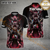 Maxcorners Billiard Skull 8 Ball Multicolor Options Personalized Name, Team Name 3D Polo Shirt (4 Colors)