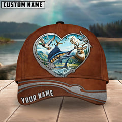 Maxcorners Marlin Fishing Heart Customized Name 3D Cap