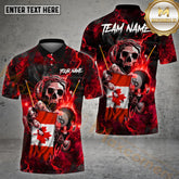 Maxcorners Billiard 8 Ball Gang Skull Canada Flag Pattern Jersey Sport Multicolor Options Personalized Name, Team Name 3D Polo Shirt (4 Colors)