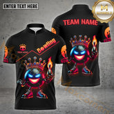 Maxcorners Bowling & Pins Flame Pins And King Bowling Ball Pattern Multicolor Option Customized Name, Team Name 3D Polo Shirt (4 Colors)