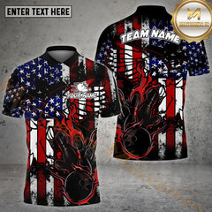 Maxcorners USA Flag And Wing Bowling Jersey Personalized Name, Team Name 3D Shirt