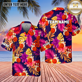 Maxcorners Flower Tropical Bowling Ball Multicolor Customized Name, Team Name Hawaiian Shirt (4 Colors)